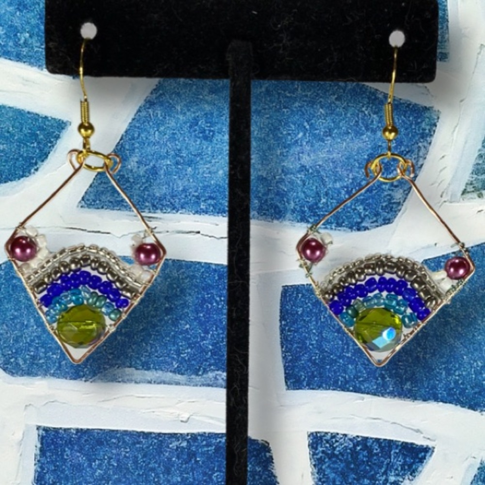 Blue beaded earrings